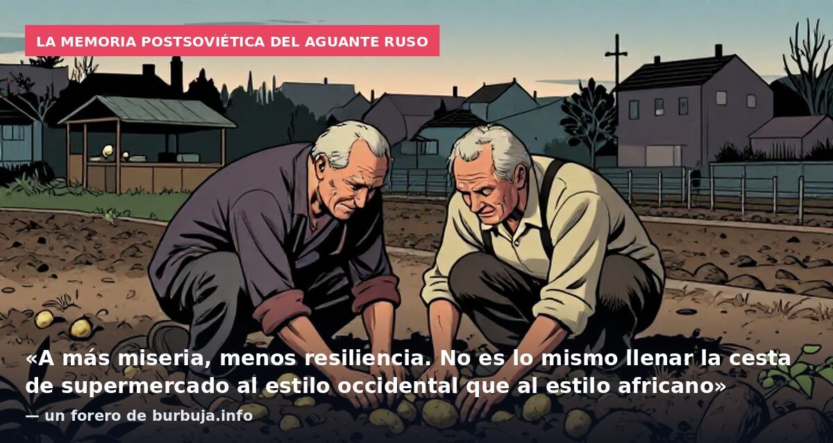 La memoria postsoviética del aguante ruso: «A más miseria, menos resiliencia. No es lo mismo llenar la cesta de supermercado al estilo occidental que al estilo africano» — un forero de burbuja.info