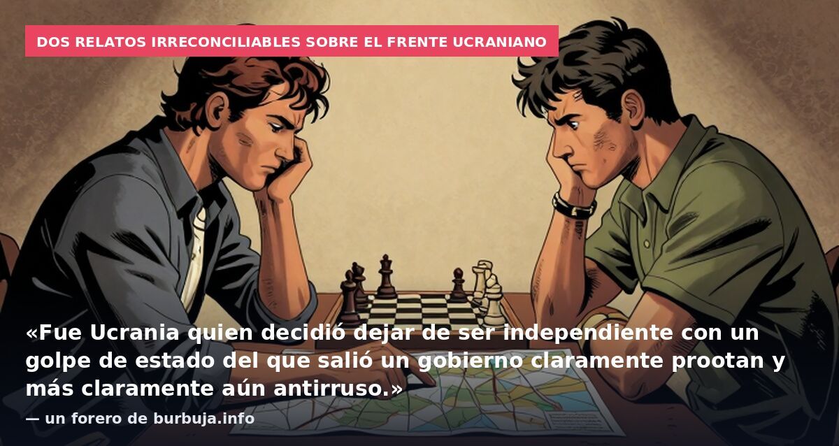 Dos relatos irreconciliables sobre el frente ucraniano: «Fue Ucrania quien decidió dejar de ser independiente con un golpe de estado del que salió un gobierno claramente prootan y más claramente aún antirruso.» — un forero de burbuja.info