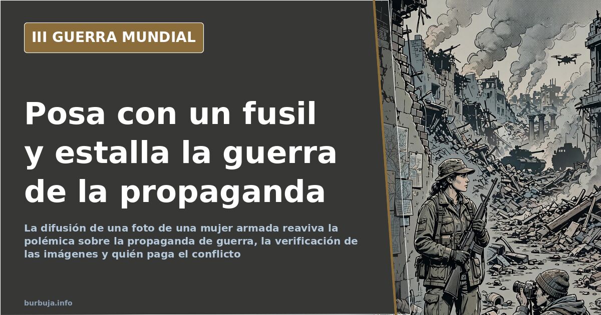 Una mujer con un fusil automático, imagen difundida en el contexto de la guerra de Ucrania