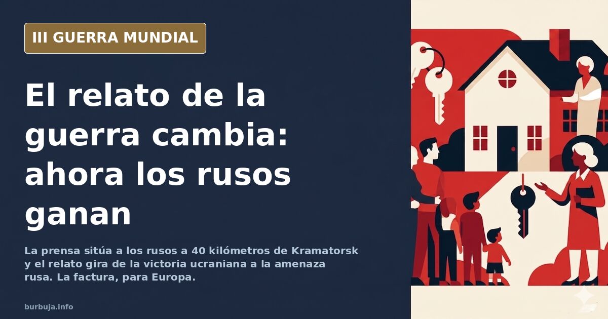 Escena de la guerra de Ucrania en el Donbás: ciudad en ruinas, humo distante y siluetas de vehículos militares