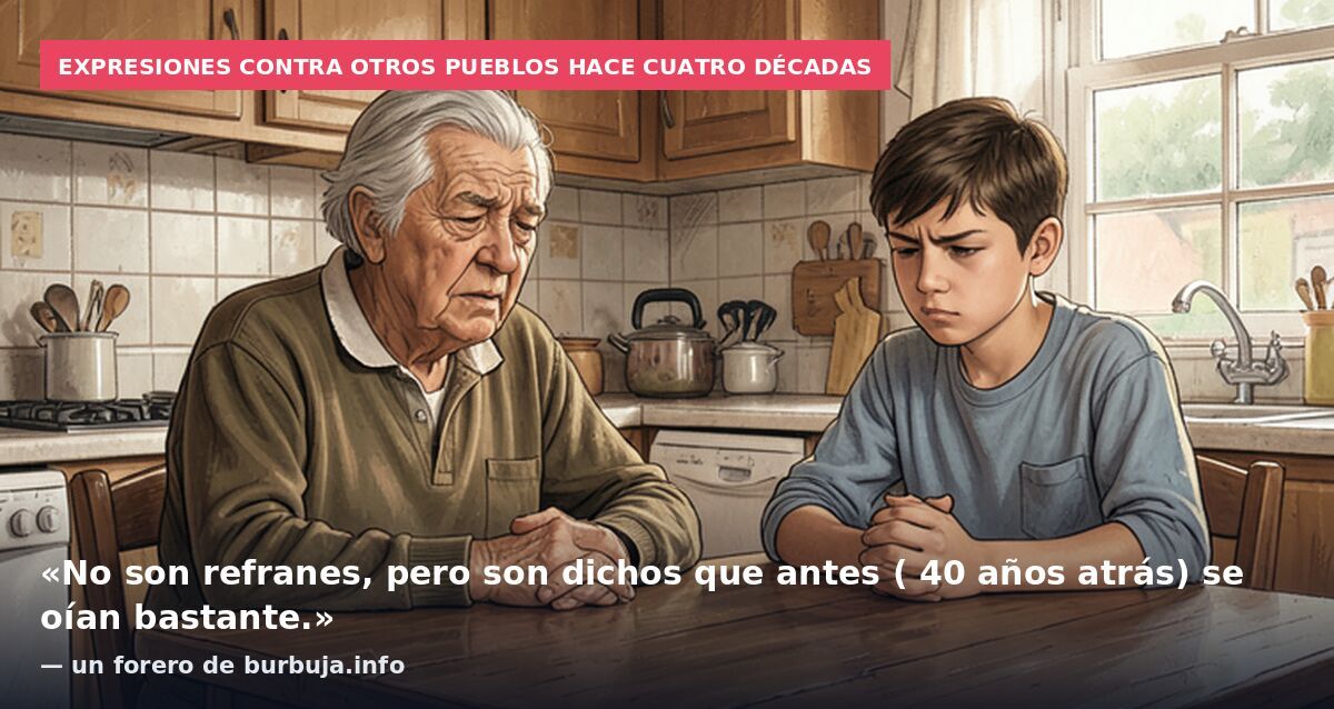 Expresiones contra otros pueblos hace cuatro décadas: «No son refranes, pero son dichos que antes ( 40 años atrás) se oían bastante.» — un forero de burbuja.info