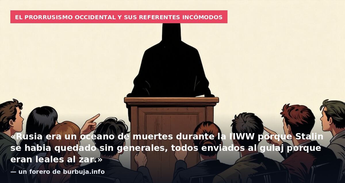 El prorrusismo occidental y sus referentes incómodos: «Rusia era un oceano de muertes durante la IIWW porque Stalin se habia quedado sin generales, todos enviados al gulaj porque eran leales al zar.» — un forero de burbuja.info