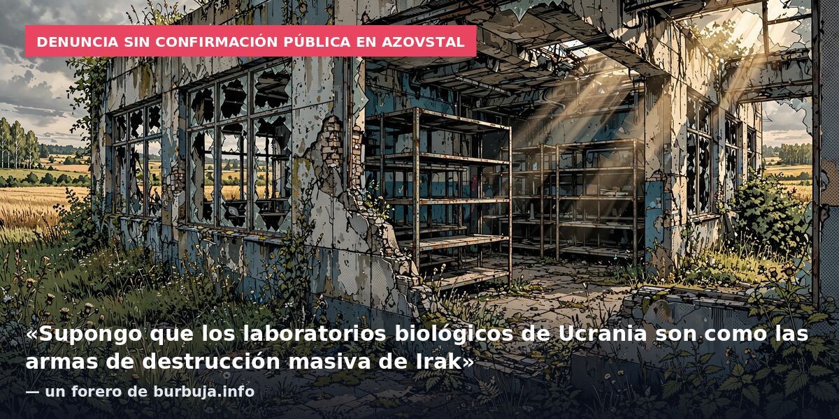 Denuncia sin confirmación pública en Azovstal: «Supongo que los laboratorios biológicos de Ucrania son como las armas de destrucción masiva de Irak» — un forero de burbuja.info