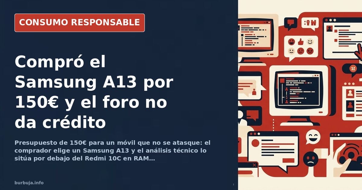Comparativa de móviles de gama baja por 150 euros con fichas técnicas de Samsung Galaxy A13 y Xiaomi Redmi 10C