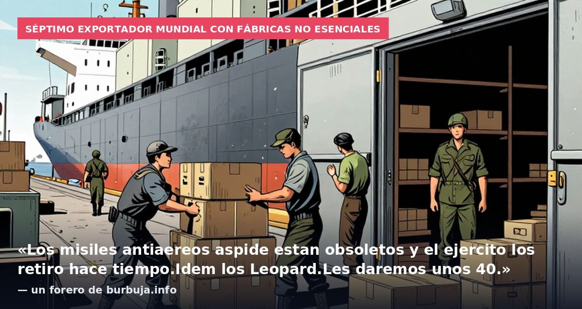 Séptimo exportador mundial con fábricas no esenciales: «Los misiles antiaereos aspide estan obsoletos y el ejercito los retiro hace tiempo.Idem los Leopard.Les daremos unos 40.» — un forero de burbuja.info