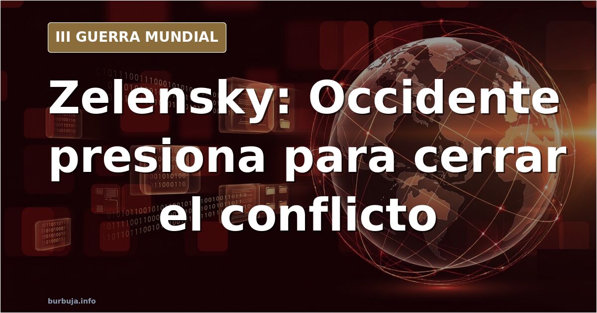 Silueta de un mandatario ante un mapa de Europa del Este con columnas de humo lejano y equipo militar desdibujado