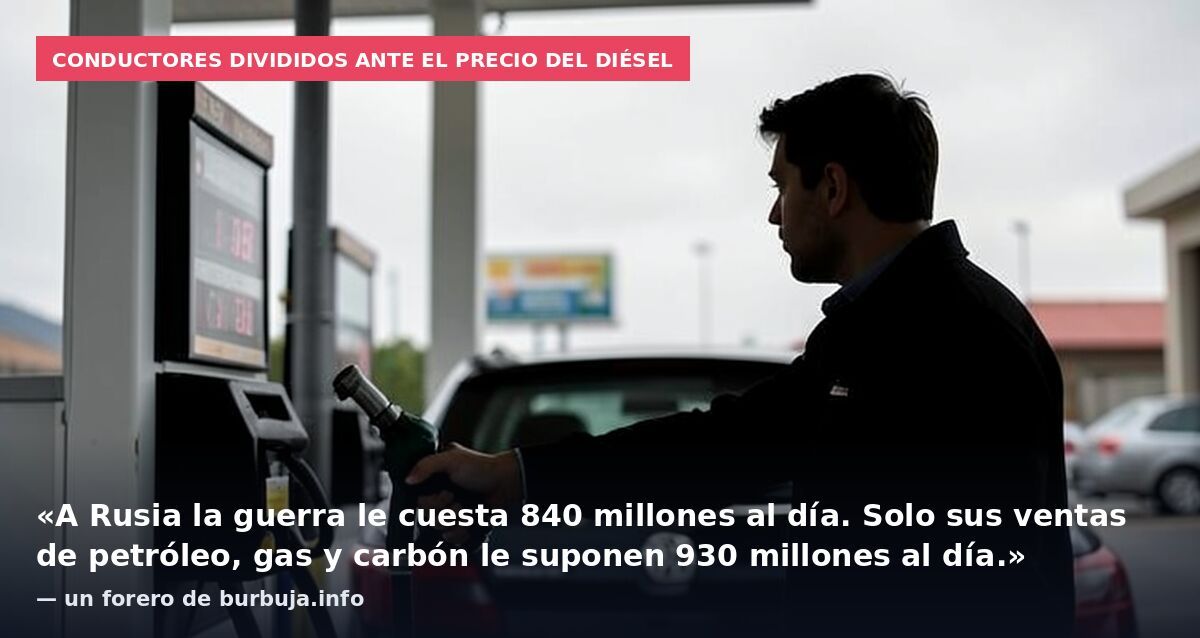 Conductores divididos ante el precio del diésel: «A Rusia la guerra le cuesta 840 millones al día. Solo sus ventas de petróleo, gas y carbón le suponen 930 millones al día.» — un forero de burbuja.info