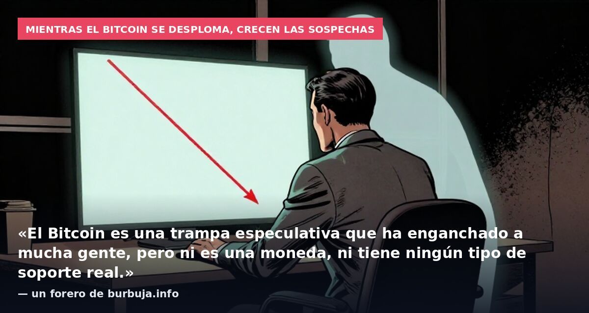 Mientras el bitcoin se desploma, crecen las sospechas: «El Bitcoin es una trampa especulativa que ha enganchado a mucha gente, pero ni es una moneda, ni tiene ningún tipo de soporte real.» — un forero de burbuja.info
