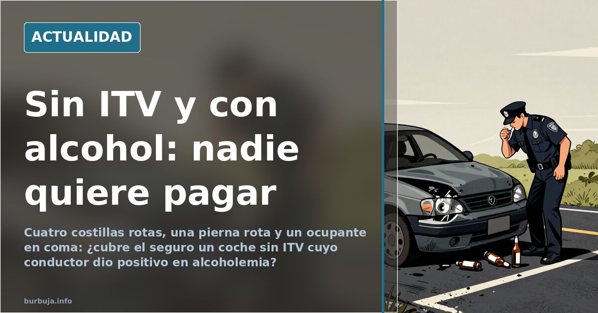 Restos de un coche accidentado junto a invernaderos tras salirse de la vía con la ITV caducada y alcoholemia positiva