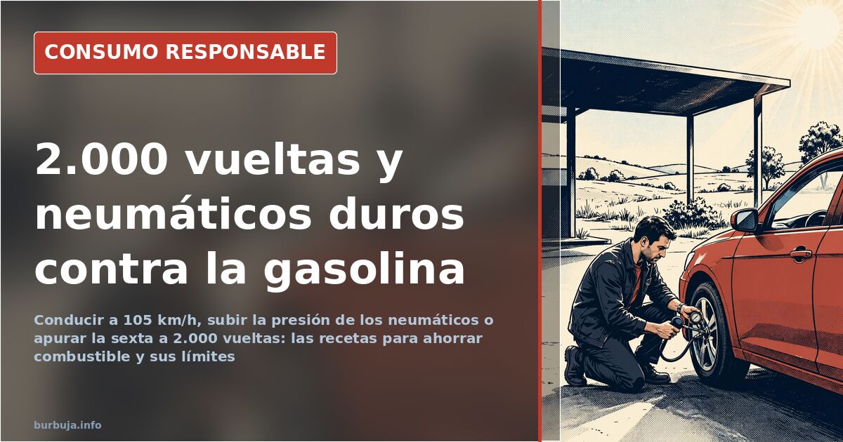 Cuentarrevoluciones de un coche marcando 2.000 vueltas con el velocímetro a 105 km/h, clave para ahorrar combustible