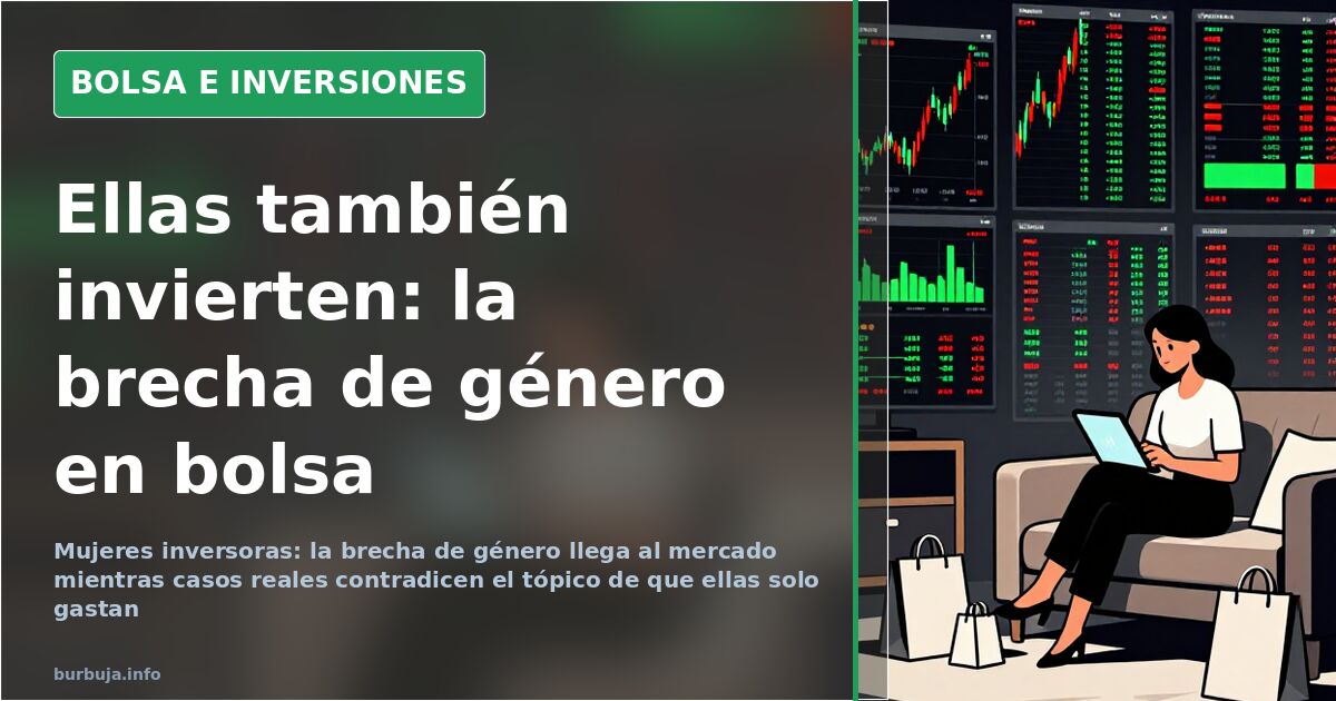 Pantalla de terminal bursátil con velas japonesas verdes y rojas que ilustra la brecha de género entre mujeres inversoras y h