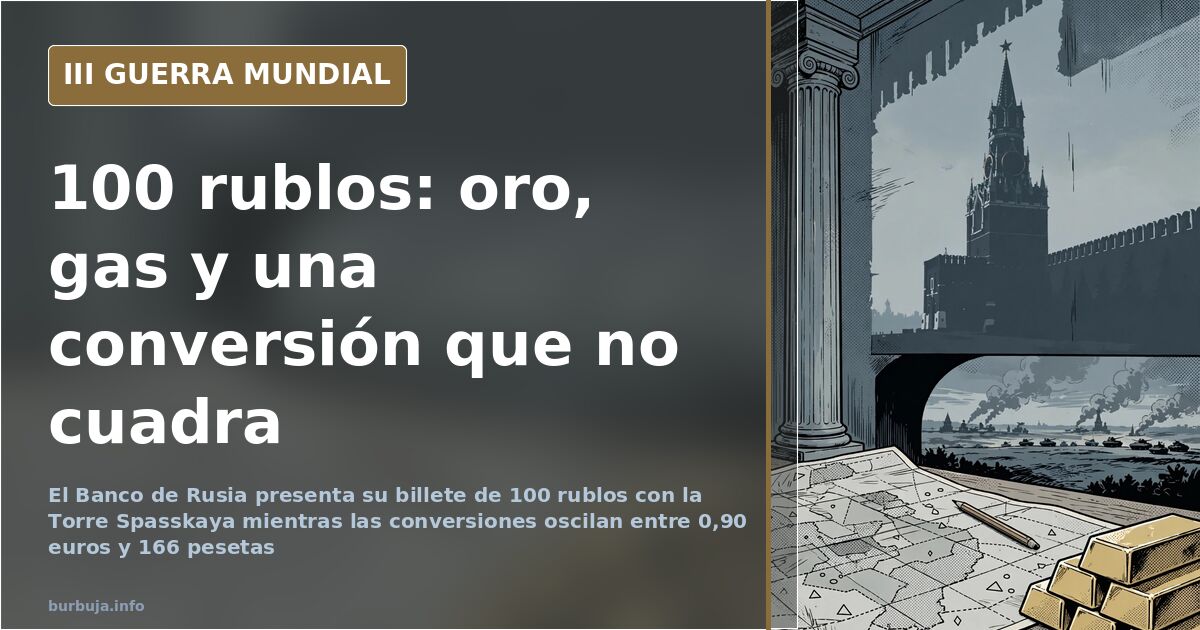 El nuevo billete de 100 rublos: 0,90 euros y mucho oro en duda