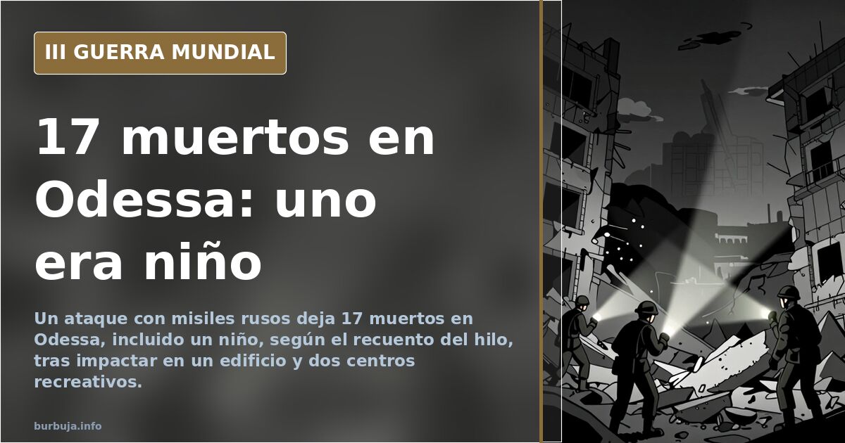 Edificio residencial de nueve pisos dañado por un misil ruso en Odessa con escombros y humo en la fachada