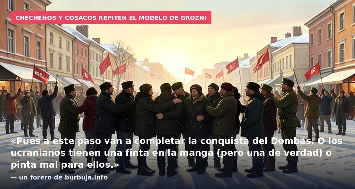 Chechenos y cosacos repiten el modelo de Grozni: «Pues a este paso van a completar la conquista del Dombás. O los ucranianos tienen una finta en la manga (pero una de verdad) o pinta mal para ellos.» — un forero de burbuja.info