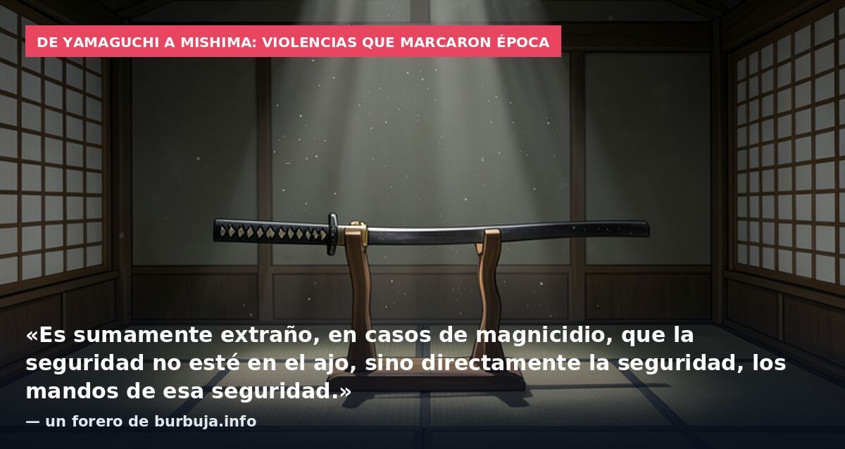 De Yamaguchi a Mishima: violencias que marcaron época: «Es sumamente extraño, en casos de magnicidio, que la seguridad no esté en el ajo, sino directamente la seguridad, los mandos de esa seguridad.» — un forero de burbuja.info