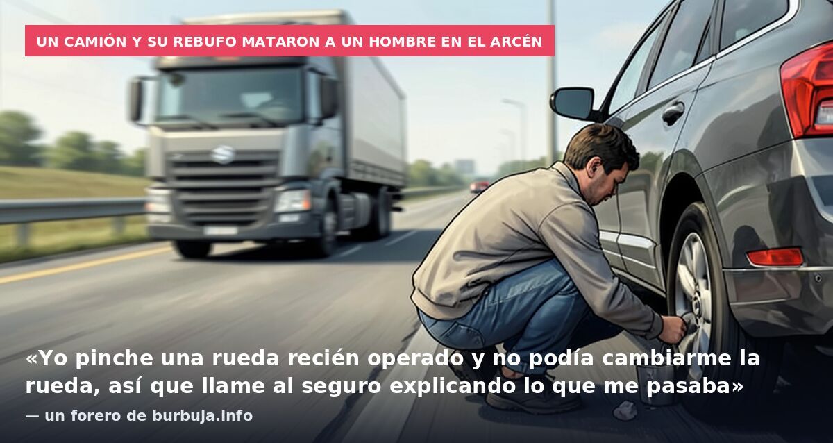 Un camión y su rebufo mataron a un hombre en el arcén: «Yo pinche una rueda recién operado y no podía cambiarme la rueda, así que llame al seguro explicando lo que me pasaba» — un forero de burbuja.info