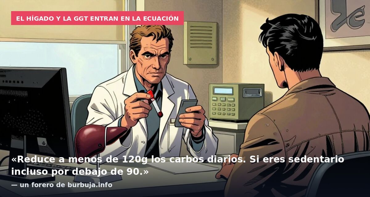 El hígado y la GGT entran en la ecuación: «Reduce a menos de 120g los carbos diarios. Si eres sedentario incluso por debajo de 90.» — un forero de burbuja.info