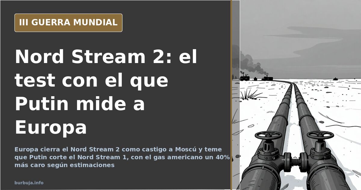 Tuberías de un gasoducto en una llanura desaturada con una regasificadora flotante al fondo y columnas de humo en el horizont