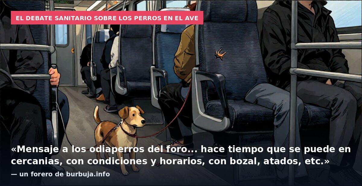 El debate sanitario sobre los perros en el AVE: «Mensaje a los odiaperros del foro... hace tiempo que se puede en cercanias, con condiciones y horarios, con bozal, atados, etc.» — un forero de burbuja.info