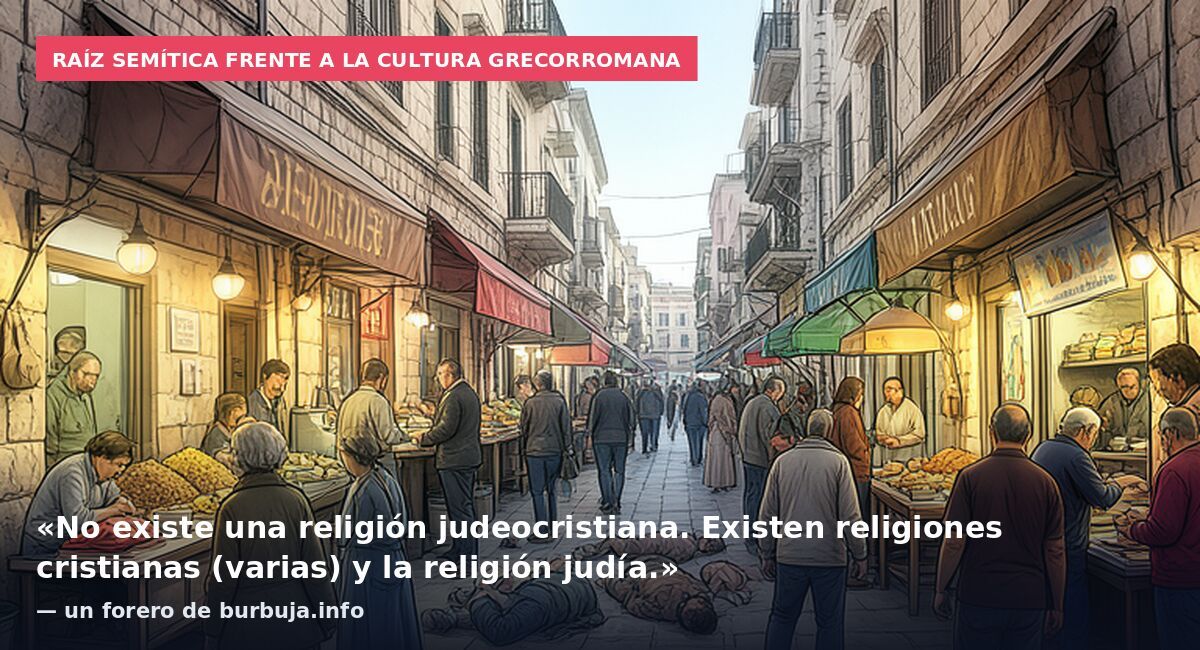 Raíz semítica frente a la cultura grecorromana: «No existe una religión judeocristiana. Existen religiones cristianas (varias) y la religión judía.» — un forero de burbuja.info