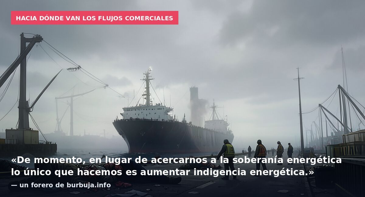 Hacia dónde van los flujos comerciales: «De momento, en lugar de acercarnos a la soberanía energética lo único que hacemos es aumentar indigencia energética.» — un forero de burbuja.info