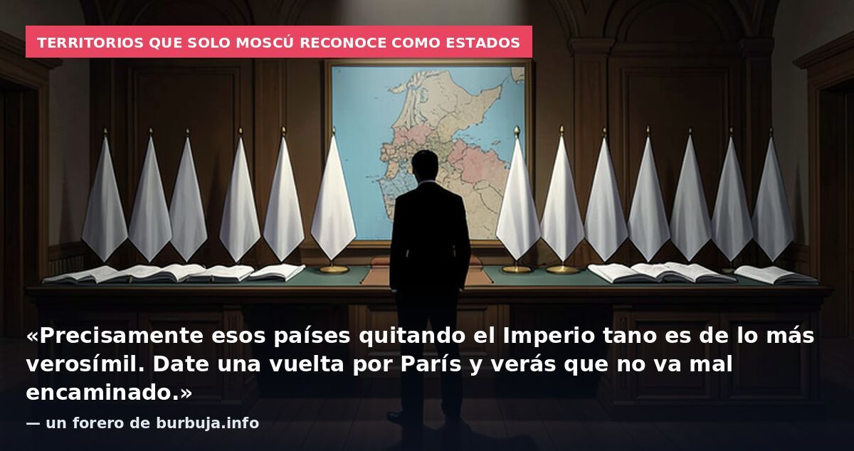 Territorios que solo Moscú reconoce como Estados: «Precisamente esos países quitando el Imperio tano es de lo más verosímil. Date una vuelta por París y verás que no va mal encaminado.» — un forero de burbuja.info