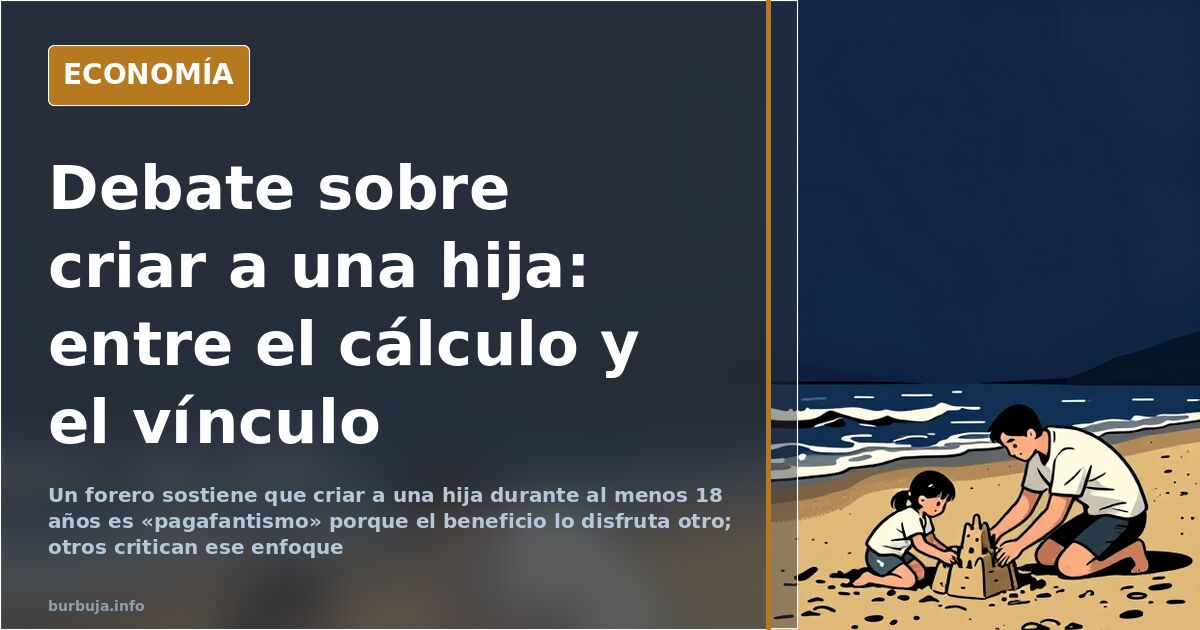 Ilustración editorial de una figura paterna y una niña caminando de la mano, metáfora del debate sobre criar a un hijo