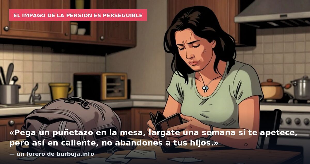 El impago de la pensión es perseguible: «Pega un puñetazo en la mesa, largate una semana si te apetece, pero así en caliente, no abandones a tus hijos.» — un forero de burbuja.info