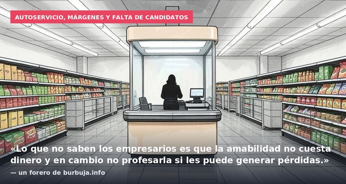 Autoservicio, márgenes y falta de candidatos: «Lo que no saben los empresarios es que la amabilidad no cuesta dinero y en cambio no profesarla si les puede generar pérdidas.» — un forero de burbuja.info