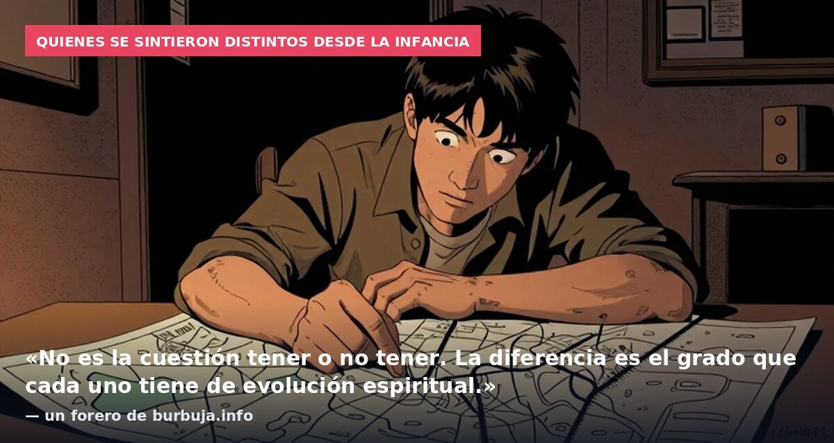 Quienes se sintieron distintos desde la infancia: «No es la cuestión tener o no tener. La diferencia es el grado que cada uno tiene de evolución espiritual.» — un forero de burbuja.info