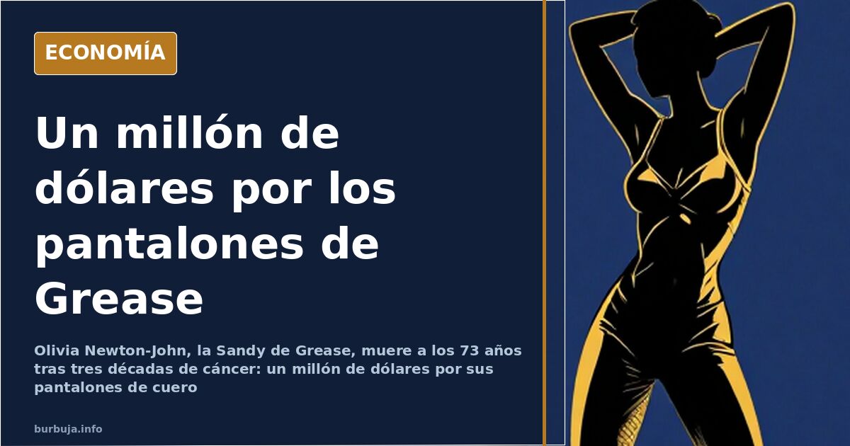 Silueta femenina estilizada con pantalones de cuero negro sobre fondo azul marino, evocando el icono de Grease