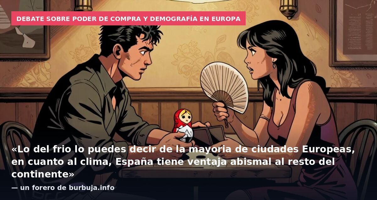 Debate sobre poder de compra y demografía en Europa: «Lo del frio lo puedes decir de la mayoria de ciudades Europeas, en cuanto al clima, España tiene ventaja abismal al resto del continente» — un forero de burbuja.info