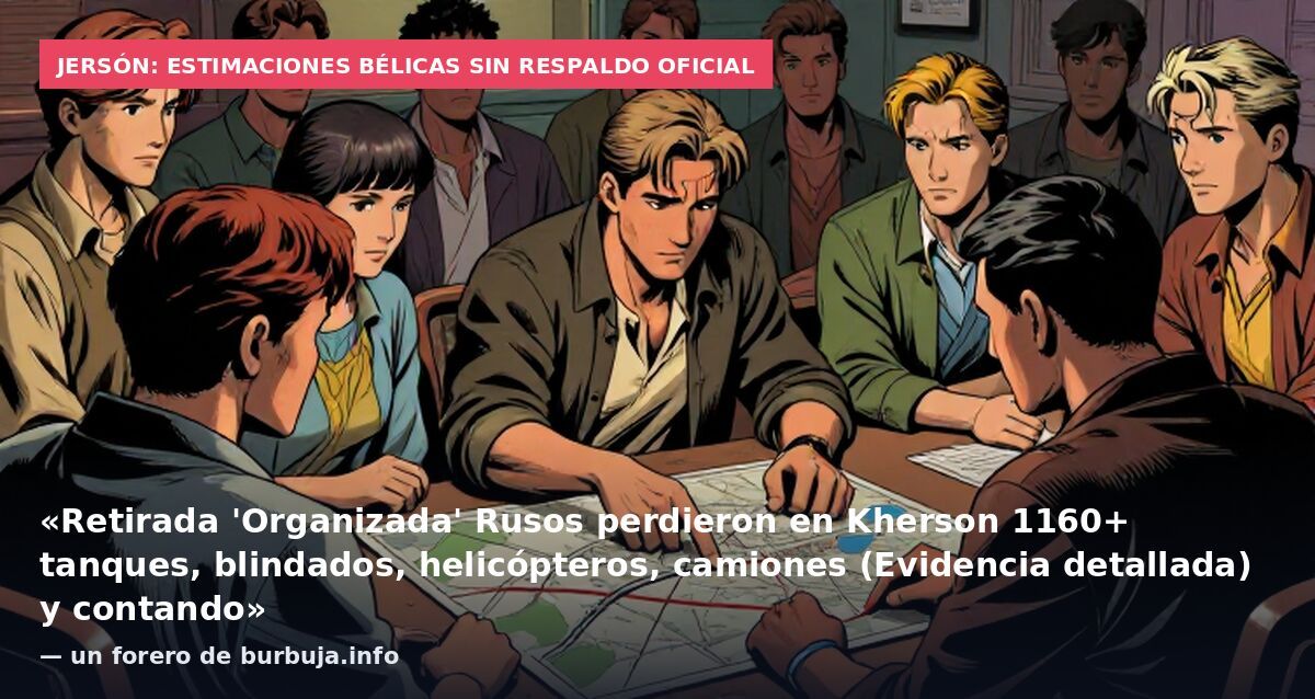 Jersón: estimaciones bélicas sin respaldo oficial: «Retirada 'Organizada' Rusos perdieron en Kherson 1160+ tanques, blindados, helicópteros, camiones (Evidencia detallada) y contando» — un forero de burbuja.info
