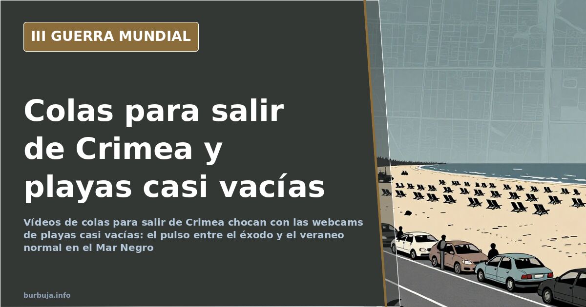 Coches parados en un atasco para salir de Crimea junto a una playa de la península con apenas bañistas