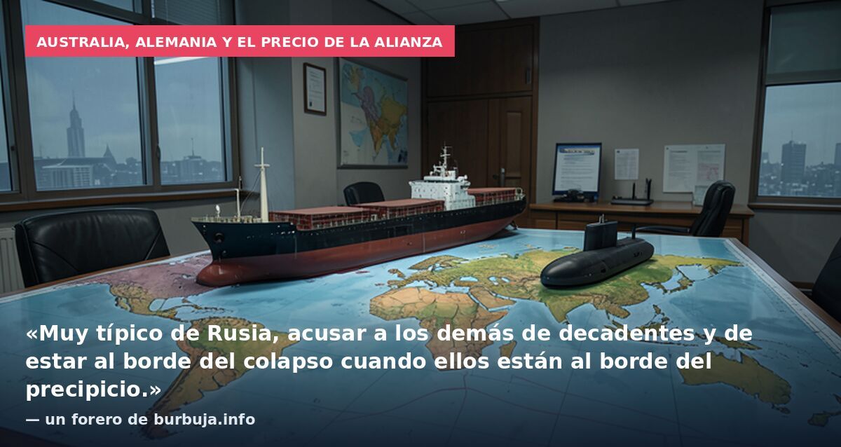 Australia, Alemania y el precio de la alianza: «Muy típico de Rusia, acusar a los demás de decadentes y de estar al borde del colapso cuando ellos están al borde del precipicio.» — un forero de burbuja.info