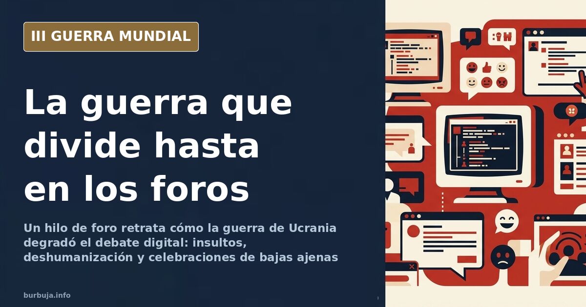 Silueta de un mapa de Europa del Este con símbolos de conflicto bélico y humo en el horizonte, ilustración documental desatur