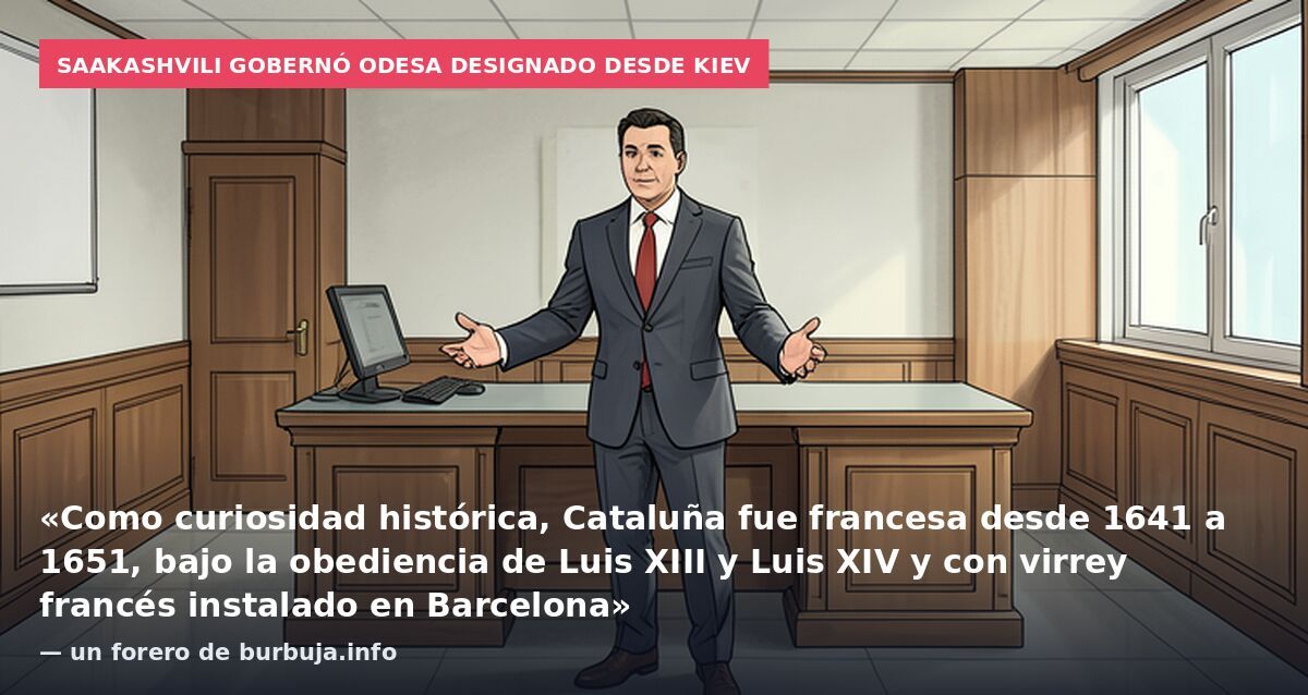 Saakashvili gobernó Odesa designado desde Kiev: «Como curiosidad histórica, Cataluña fue francesa desde 1641 a 1651, bajo la obediencia de Luis XIII y Luis XIV y con virrey francés instalado en Barcelona» — un forero de burbuja.info