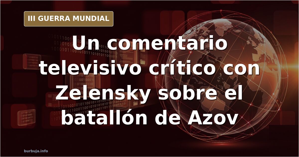Pantalla de televisión con un programa de opinión sobre la guerra de Ucrania y un mapa de Europa en un plató desaturado