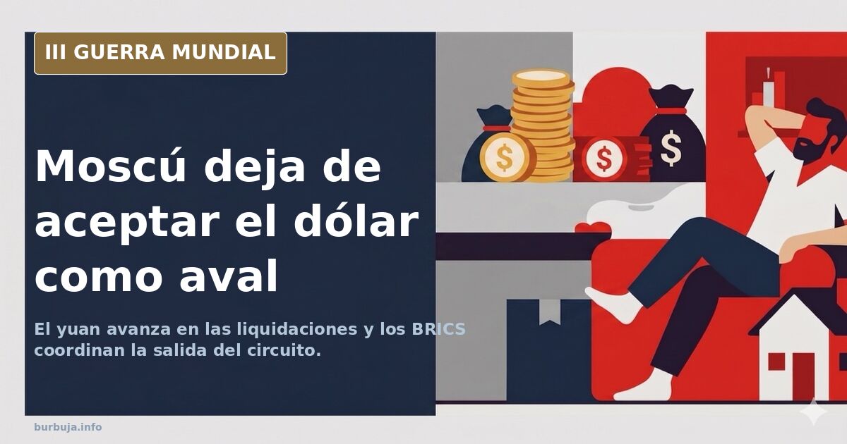 Fachada de la bolsa de Moscú con pantallas de cotizaciones y gráficos del dólar frente al rublo y al yuan