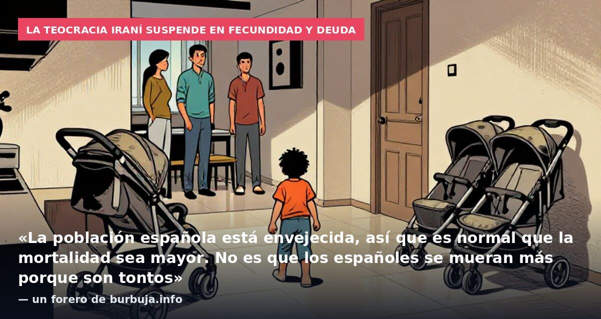 La teocracia iraní suspende en fecundidad y deuda: «La población española está envejecida, así que es normal que la mortalidad sea mayor. No es que los españoles se mueran más porque son tontos» — un forero de burbuja.info