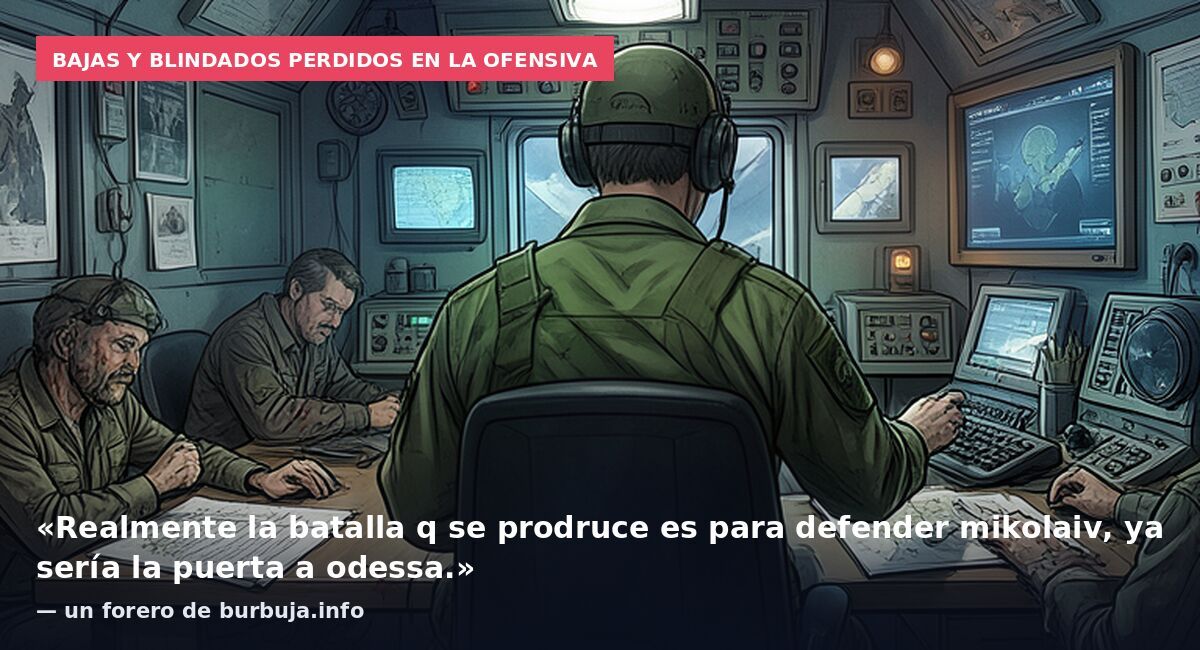 Bajas y blindados perdidos en la ofensiva: «Realmente la batalla q se prodruce es para defender mikolaiv, ya sería la puerta a odessa.» — un forero de burbuja.info