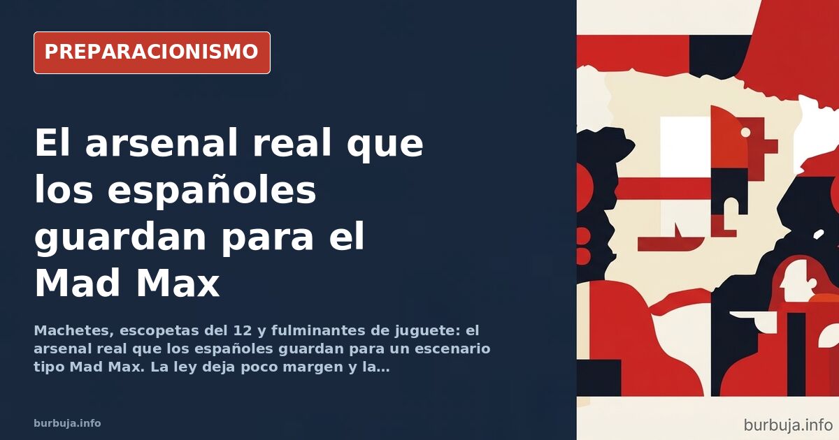 Machete y escopeta recortada sobre una mesa de madera, símbolos del arsenal casero para un escenario de colapso tipo Mad Max
