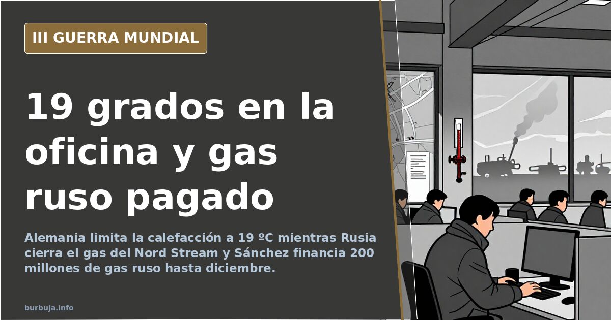 Termómetro de interior marcando 19 grados en una oficina europea con la calefacción limitada