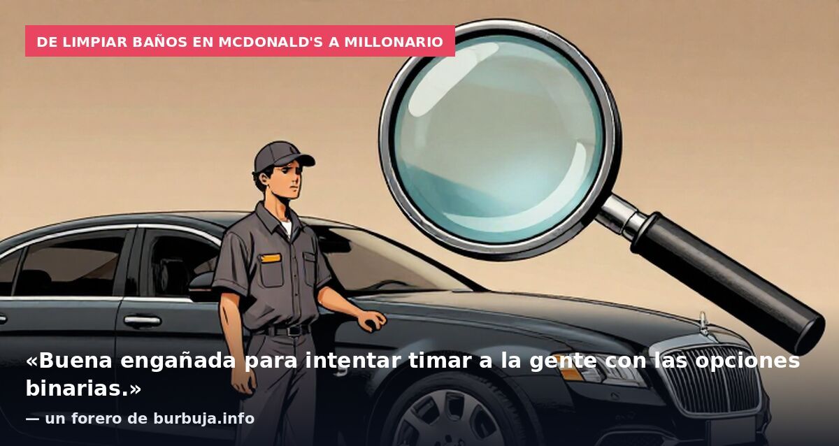 De limpiar baños en McDonald's a millonario: «Buena engañada para intentar timar a la gente con las opciones binarias.» — un forero de burbuja.info