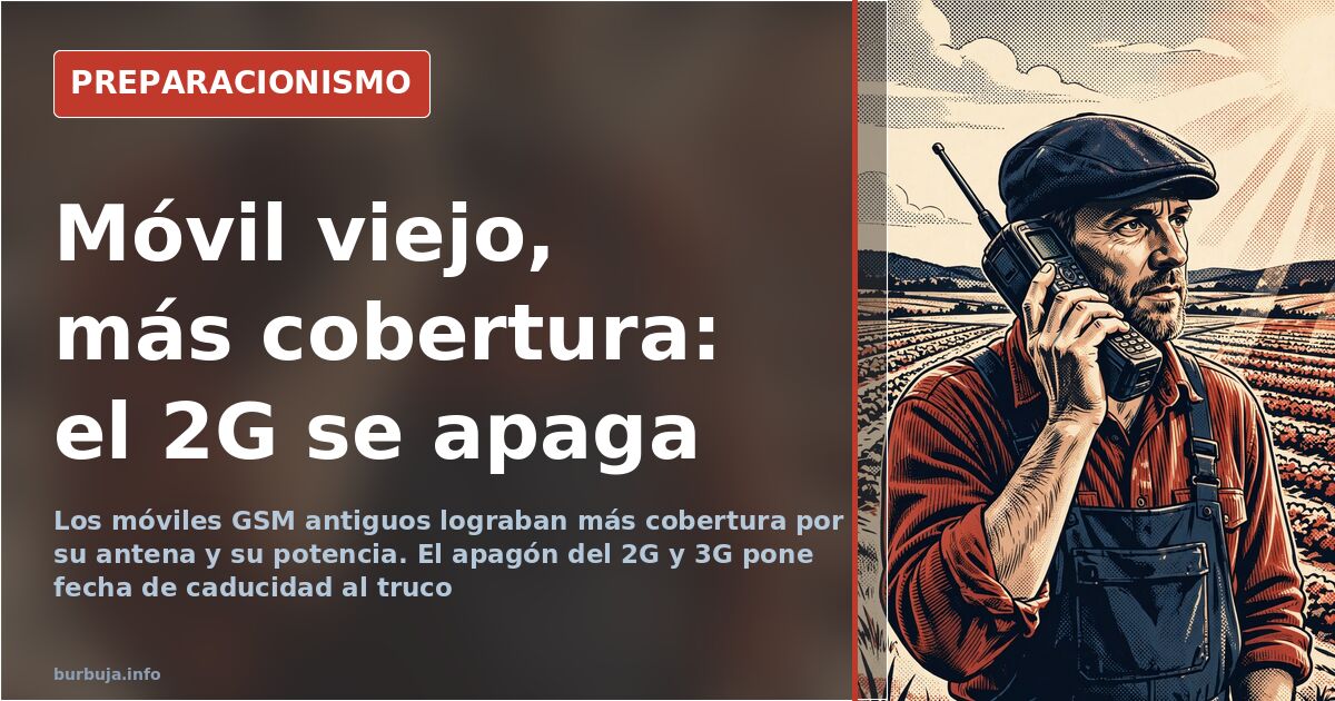 Móvil antiguo con antena de varilla junto a un smartphone actual, comparativa de cobertura móvil