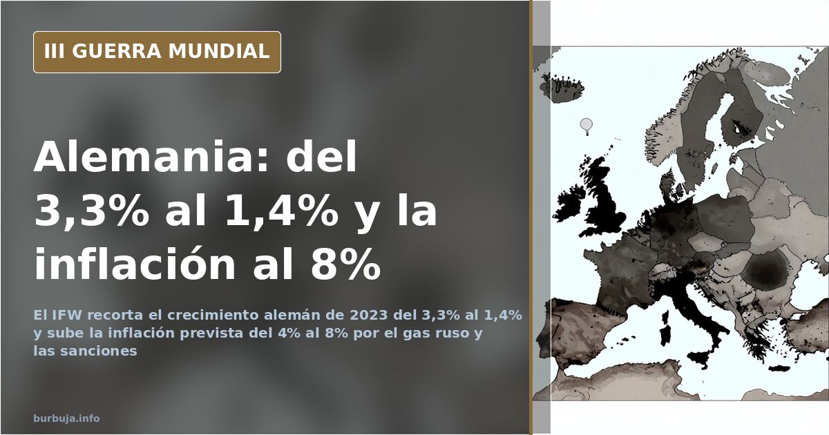 Mapa de Europa con una curva descendente sobre la industria alemana y el corte del gas ruso