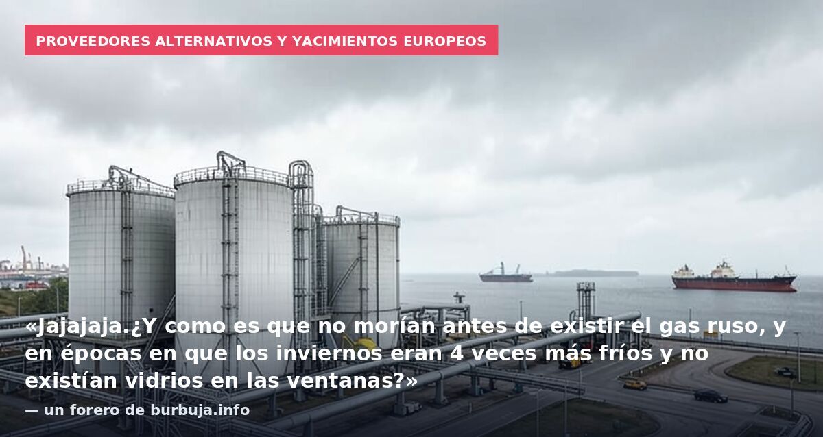 Proveedores alternativos y yacimientos europeos: «Jajajaja.¿Y como es que no morían antes de existir el gas ruso, y en épocas en que los inviernos eran 4 veces más fríos y no existían vidrios en las ventanas?» — un forero de burbuja.info