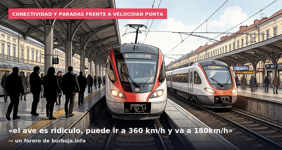 Conectividad y paradas frente a velocidad punta: «el ave es ridiculo, puede ir a 360 km/h y va a 180km/h» — un forero de burbuja.info