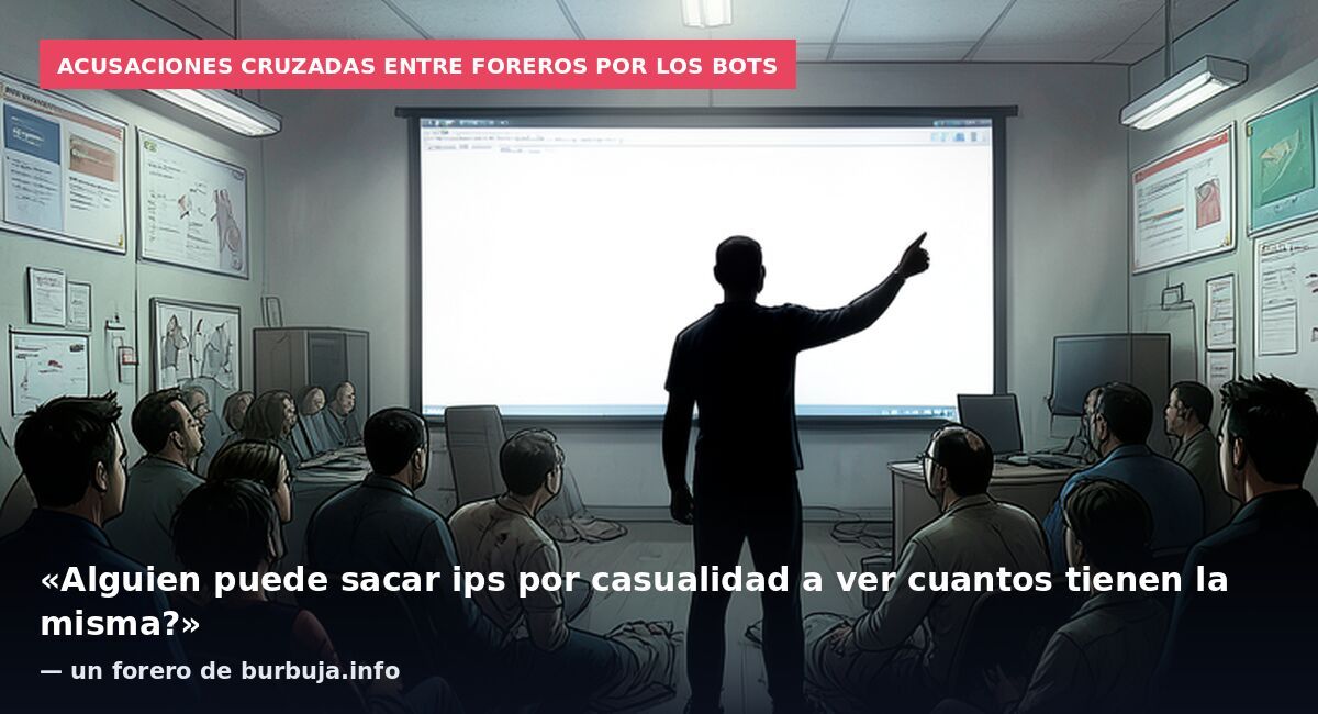 Acusaciones cruzadas entre foreros por los bots: «Alguien puede sacar ips por casualidad a ver cuantos tienen la misma?» — un forero de burbuja.info