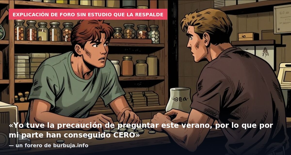 Explicación de foro sin estudio que la respalde: «Yo tuve la precaución de preguntar este verano, por lo que por mi parte han conseguido CERO» — un forero de burbuja.info